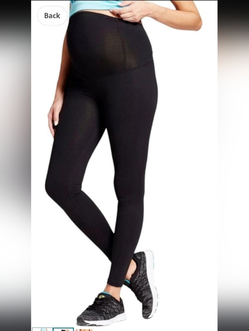 Ingrid And Isabel Crossover Panel Maternity Black Active Yoga Leggings